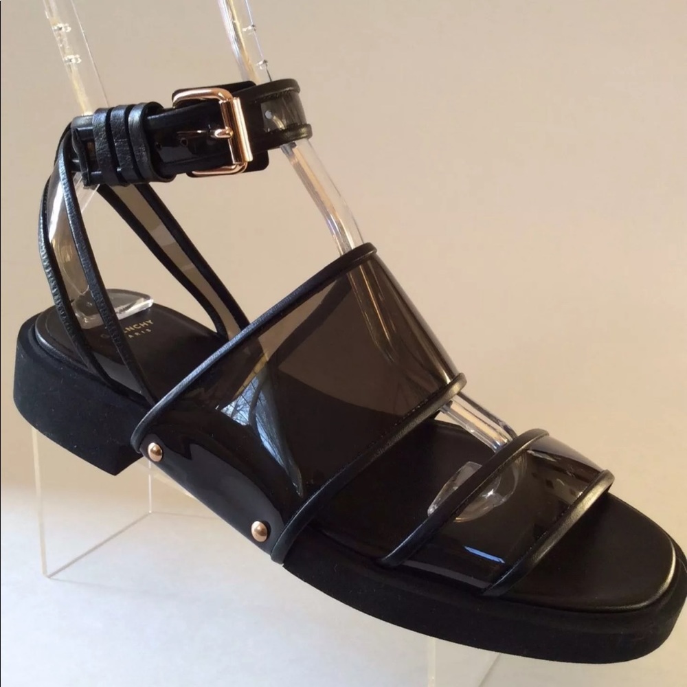 Givenchy Sz. 35  Black transparent double band ankle strap Sandals